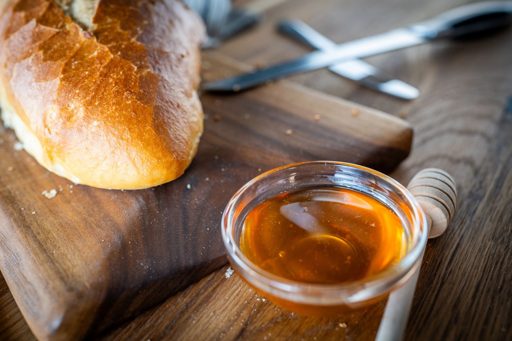 Fresh honey and homemade bread from The Compound