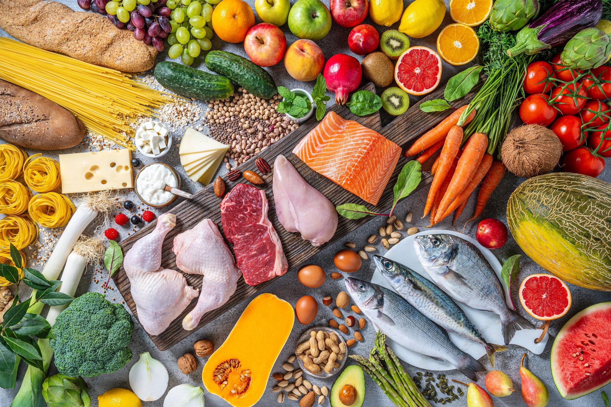 fresh ingredients flat lay