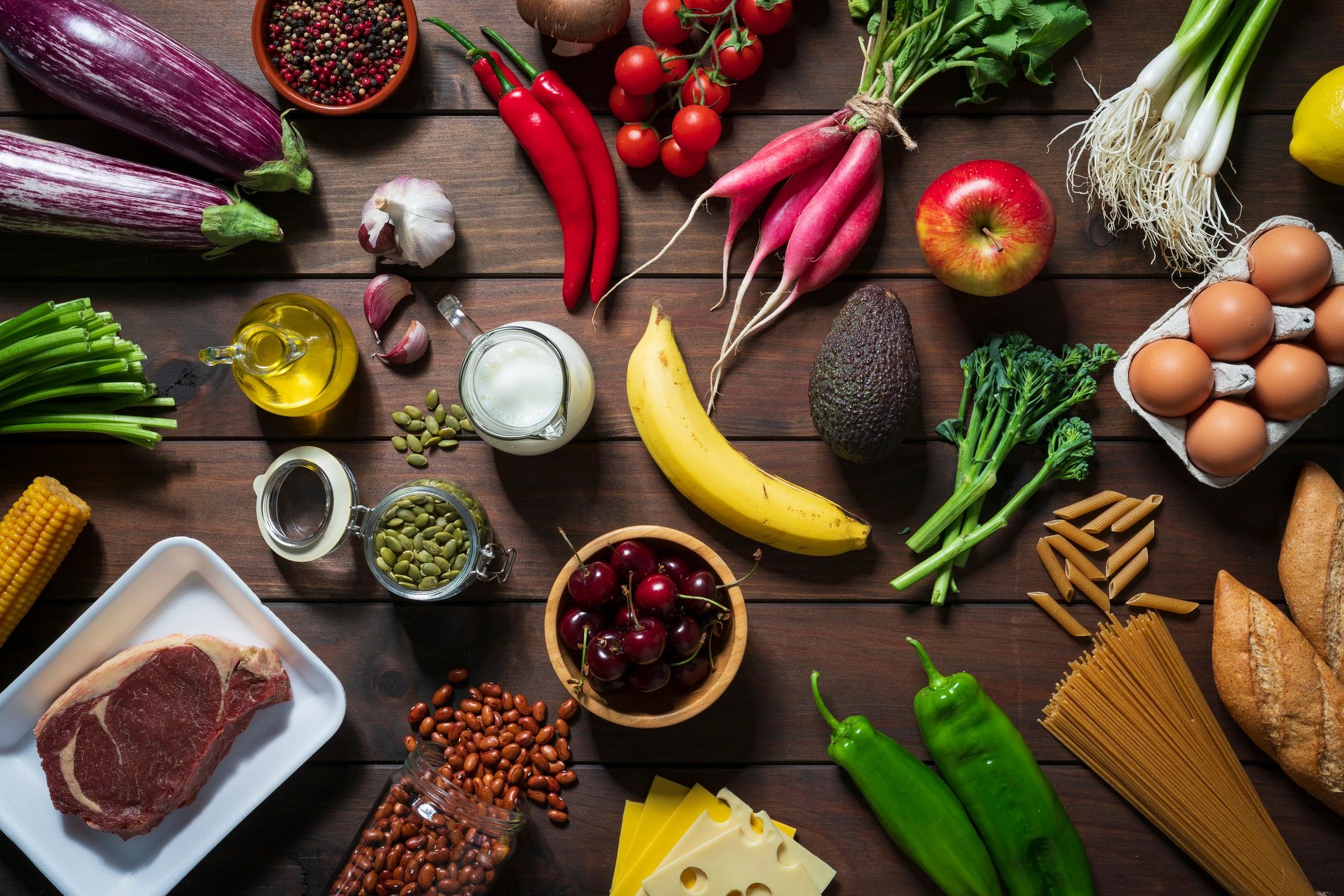 fresh ingredients flat lay